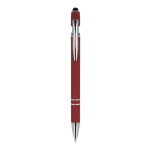 Balpen van gerecycled aluminium met stevige clip en zwarte inkt kleur donkerrood tweede weergave