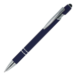 Balpen van gerecycled aluminium met stevige clip en zwarte inkt kleur donkerblauw