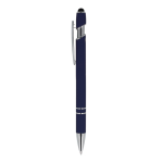 Balpen van gerecycled aluminium met stevige clip en zwarte inkt kleur donkerblauw derde weergave