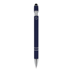 Balpen van gerecycled aluminium met stevige clip en zwarte inkt kleur donkerblauw vierde weergave