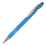 Balpen van gerecycled aluminium met stevige clip en zwarte inkt kleur lichtblauw