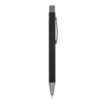Aluminium pen met soft touch, slanke body en zwarte inkt kleur zwart vijfde weergave