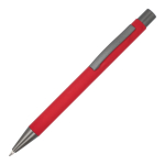 Aluminium pen met soft touch, slanke body en zwarte inkt kleur rood