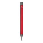 Aluminium pen met soft touch, slanke body en zwarte inkt kleur rood vierde weergave