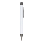 Aluminium pen met soft touch, slanke body en zwarte inkt kleur wit vijfde weergave