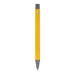 Aluminium pen met soft touch, slanke body en zwarte inkt kleur geel vierde weergave