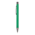 Aluminium pen met soft touch, slanke body en zwarte inkt kleur groen derde weergave