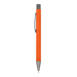 Aluminium pen met soft touch, slanke body en zwarte inkt kleur oranje derde weergave