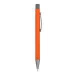 Aluminium pen met soft touch, slanke body en zwarte inkt kleur oranje vijfde weergave