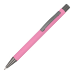 Aluminium pen met soft touch, slanke body en zwarte inkt kleur roze