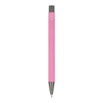 Aluminium pen met soft touch, slanke body en zwarte inkt kleur roze vierde weergave
