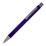 Aluminium pen met soft touch, slanke body en zwarte inkt kleur paars