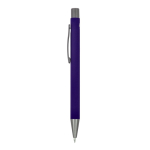 Aluminium pen met soft touch, slanke body en zwarte inkt kleur paars derde weergave