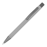 Aluminium pen met soft touch, slanke body en zwarte inkt kleur lichtgrijs
