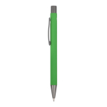Aluminium pen met soft touch, slanke body en zwarte inkt kleur limoen groen derde weergave