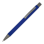Aluminium pen met soft touch, slanke body en zwarte inkt kleur donkerblauw
