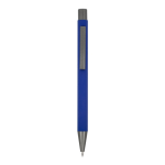 Aluminium pen met soft touch, slanke body en zwarte inkt kleur donkerblauw tweede weergave