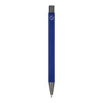 Aluminium pen met soft touch, slanke body en zwarte inkt kleur donkerblauw vierde weergave