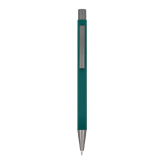 Aluminium pen met soft touch, slanke body en zwarte inkt kleur donkergroen tweede weergave