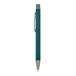 Aluminium pen met soft touch, slanke body en zwarte inkt kleur donkergroen derde weergave