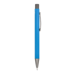 Aluminium pen met soft touch, slanke body en zwarte inkt kleur lichtblauw vijfde weergave