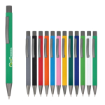 Aluminium pen met soft touch, slanke body en zwarte inkt