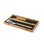 Barbecueset in bamboekist met grillgerei kleur naturel tweede weergave