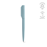 Draaibare pen van gerecycled aluminium met zwarte inkt kleur pastel blauw
