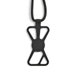 Verstelbare nylon lanyard tot 150 cm om je mobiel te dragen kleur zwart achter weergave