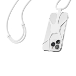 Verstelbare nylon lanyard tot 150 cm om je mobiel te dragen kleur wit tweede weergave