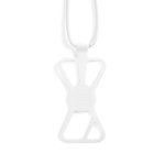 Verstelbare nylon lanyard tot 150 cm om je mobiel te dragen kleur wit achter weergave