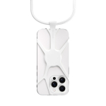 Verstelbare nylon lanyard tot 150 cm om je mobiel te dragen kleur wit tweede vooraanzicht