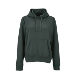 Dames hoodie van biologisch katoen 300 g/m² Bondi kleur donkergroen vooraanzicht
