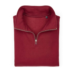 Unisex sweater van biologisch katoen met 1/4 rits 340g/m² Malibu kleur bordeaux tweede vooraanzicht