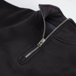Unisex sweater van biologisch katoen met 1/4 rits 340g/m² Malibu kleur zwart gedetailleerde weergave