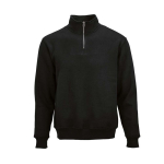 Unisex sweater van biologisch katoen met 1/4 rits 340g/m² Malibu kleur zwart vooraanzicht