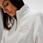 Unisex sweater van biologisch katoen met 1/4 rits 340g/m² Malibu kleur wit tweede sfeerweergave
