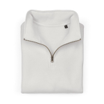 Unisex sweater van biologisch katoen met 1/4 rits 340g/m² Malibu kleur wit tweede vooraanzicht
