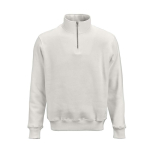 Unisex sweater van biologisch katoen met 1/4 rits 340g/m² Malibu kleur wit vooraanzicht