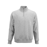 Unisex sweater van biologisch katoen met 1/4 rits 340g/m² Malibu kleur gemarmerd grijs vooraanzicht