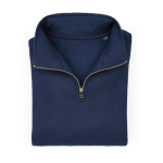 Unisex sweater van biologisch katoen met 1/4 rits 340g/m² Malibu kleur marineblauw tweede vooraanzicht