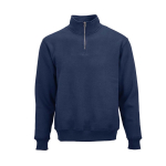 Unisex sweater van biologisch katoen met 1/4 rits 340g/m² Malibu kleur marineblauw vooraanzicht