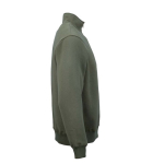 Unisex sweater van biologisch katoen met 1/4 rits 340g/m² Malibu kleur miliair groen tweede weergave