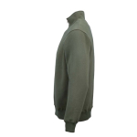 Unisex sweater van biologisch katoen met 1/4 rits 340g/m² Malibu kleur miliair groen derde weergave