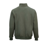 Unisex sweater van biologisch katoen met 1/4 rits 340g/m² Malibu kleur miliair groen achter weergave