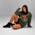 Katoenen unisex sweater met ronde hals 340 g/m² Nazaré kleur miliair groen tweede sfeerweergave