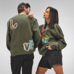 Katoenen unisex sweater met ronde hals 340 g/m² Nazaré kleur miliair groen sfeerweegave