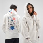 Unisex hoodie van biologisch katoen 340g/m² Tulum kleur wit sfeerweegave