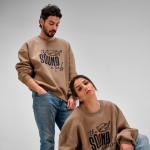 Unisex oversized sweatshirt van katoen 340 g/m² Whitehaven kleur lichtbruin sfeerweegave