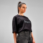 Unisex oversize T-shirt van biologisch katoen 240 g/m² Paloma kleur zwart derde sfeerweergave